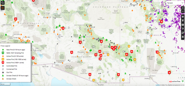 Arizona wildfire map
