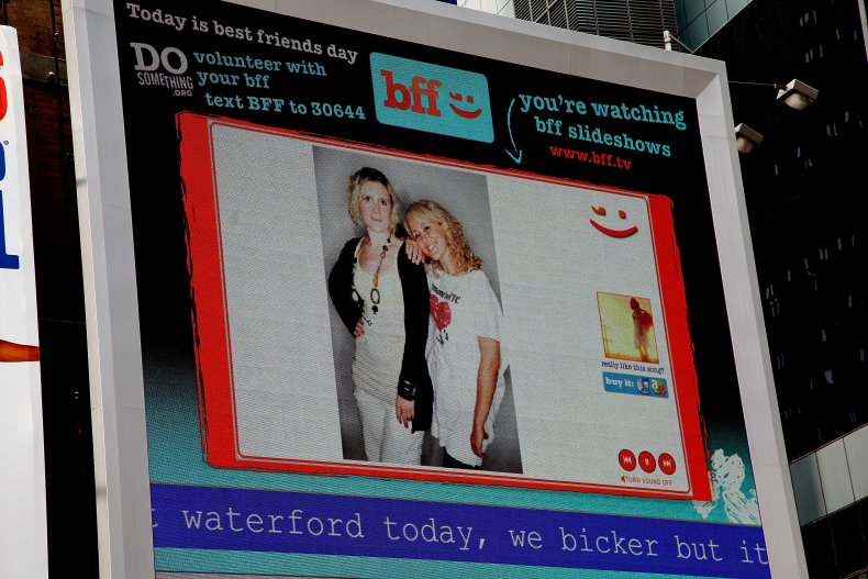 National Best Friends Day signage in NYC.