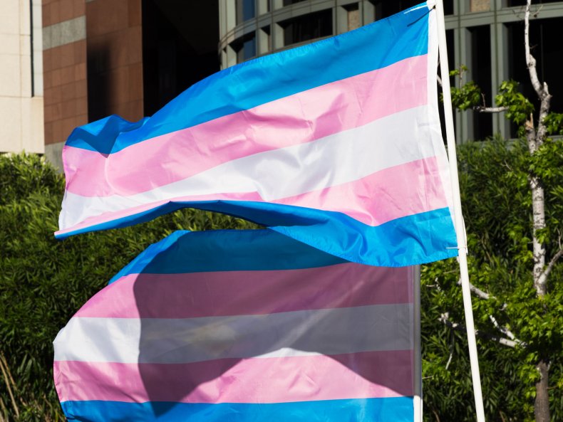 Trans flag stood in California