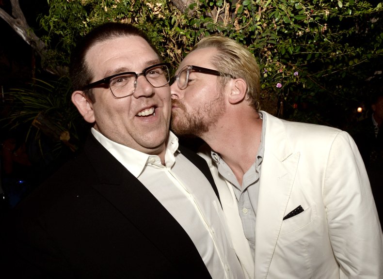 Simon Pegg gives Nick Frost a kiss