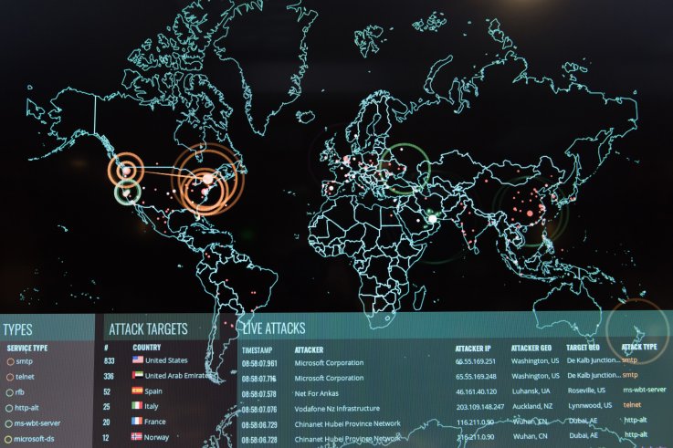 Live, cyber, attack, map, US, military, training