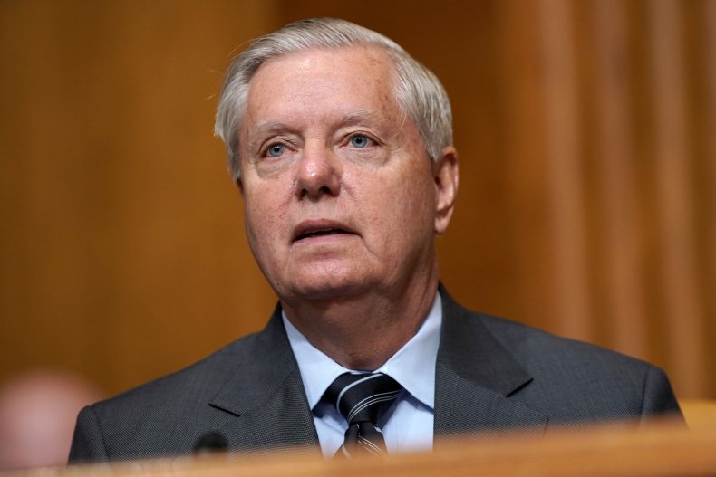 Lindsey Graham Arrives at a Senate Committee