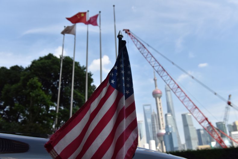 US, flag, convoy, Chinese, flags, Shanghai