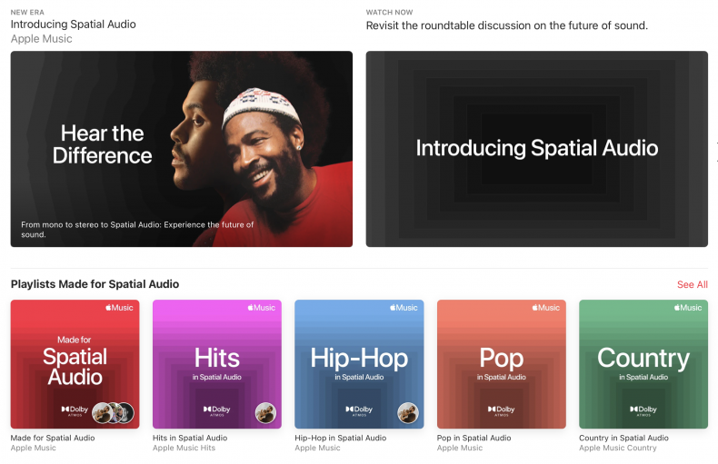 Apple Music app advertising Spatial Audio