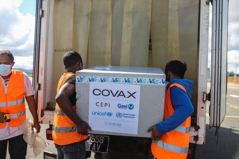 Workers Load Vaccines COVAX Madagascar
