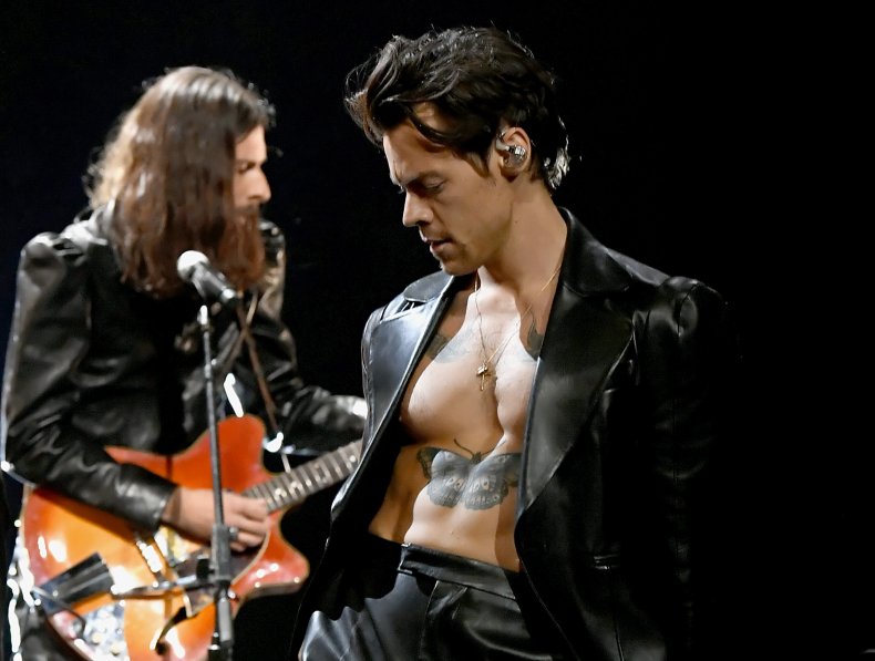 Harry Styles onstage at the Grammies 2021