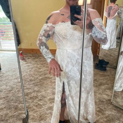 Morgan Macleod modelling a wedding dress