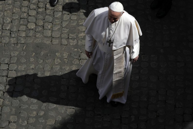 Pope Francis Walks During Audience