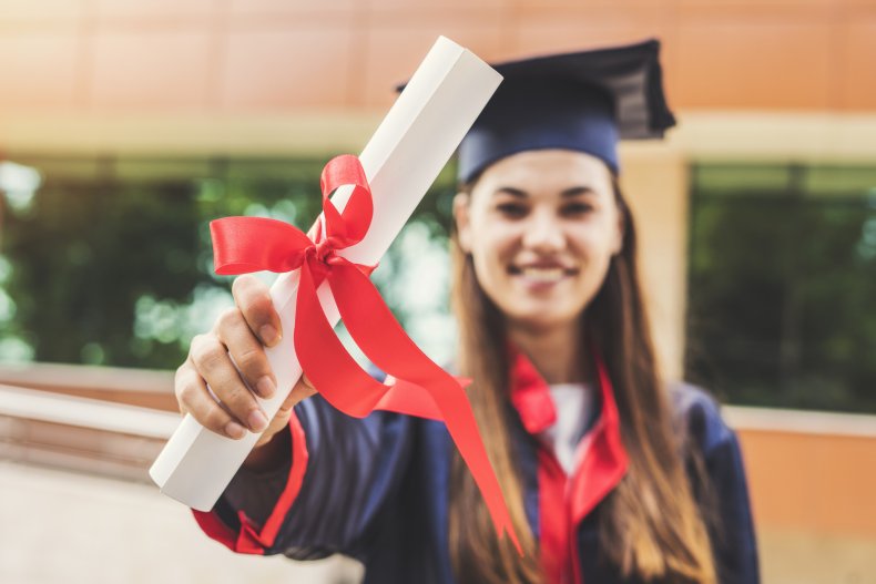 Stock image of a woman graduating