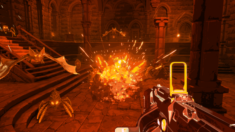 A Player Fights Demonic Spiders and Bats