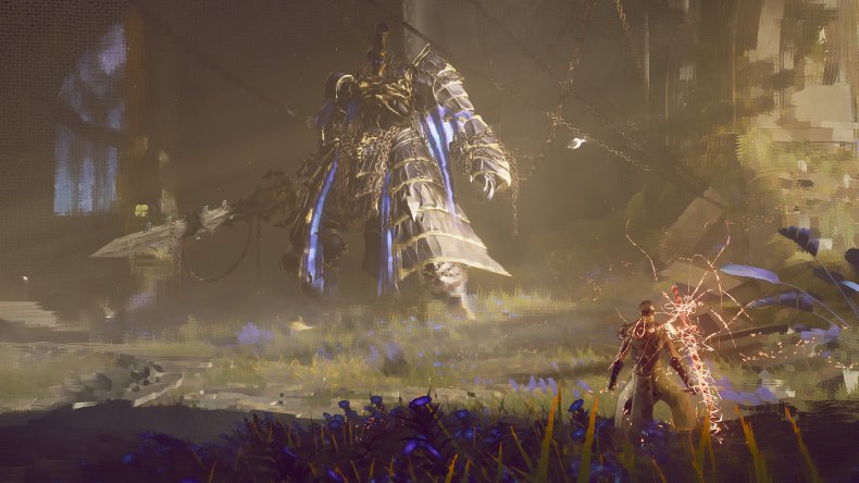 A Player Prepares to Fight a Giant