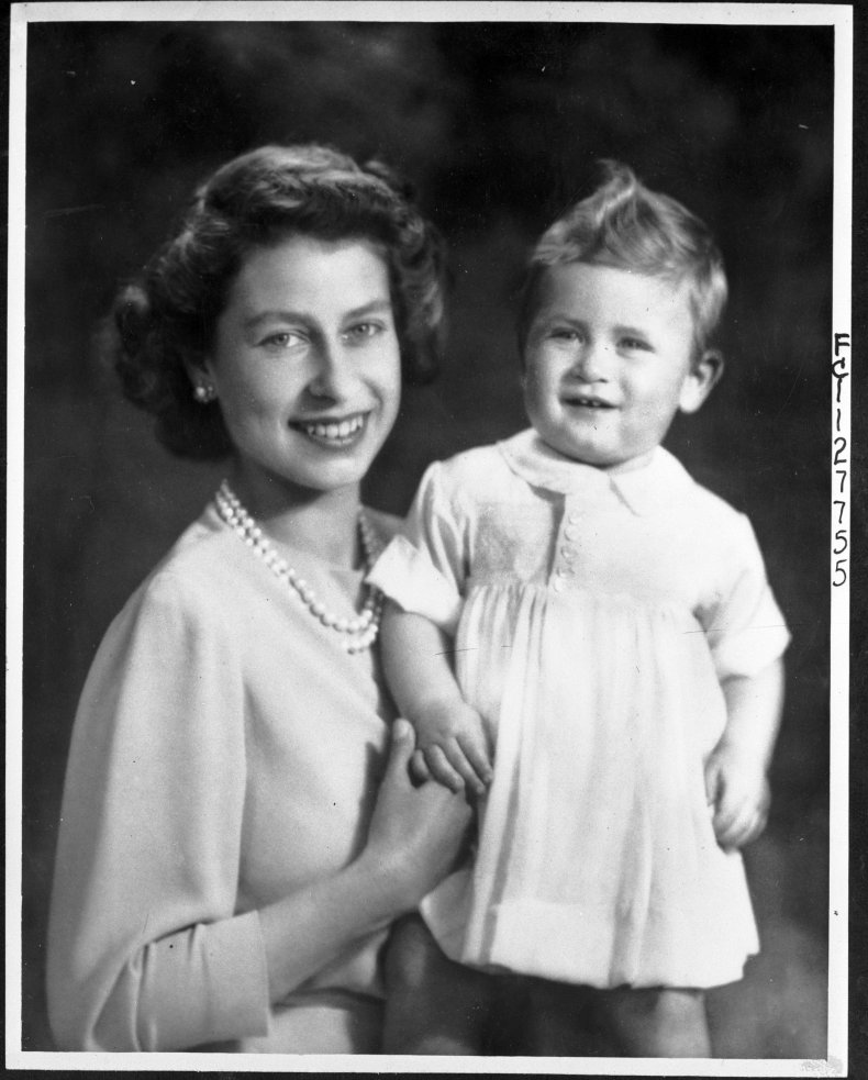 Queen Elizabeth II and Baby Prince Charles