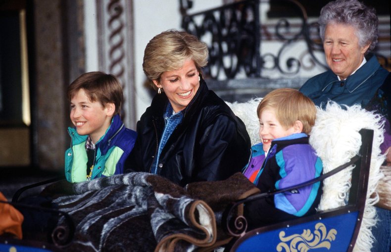Princess Diana with Prince William, Prince Harry