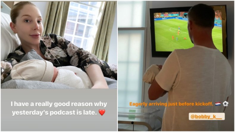 Katherine Ryan and her newborn baby