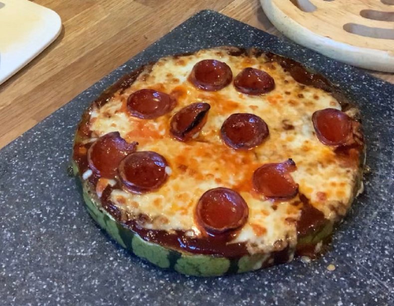 Photo of Oliver Paterson's watermelon pizza.