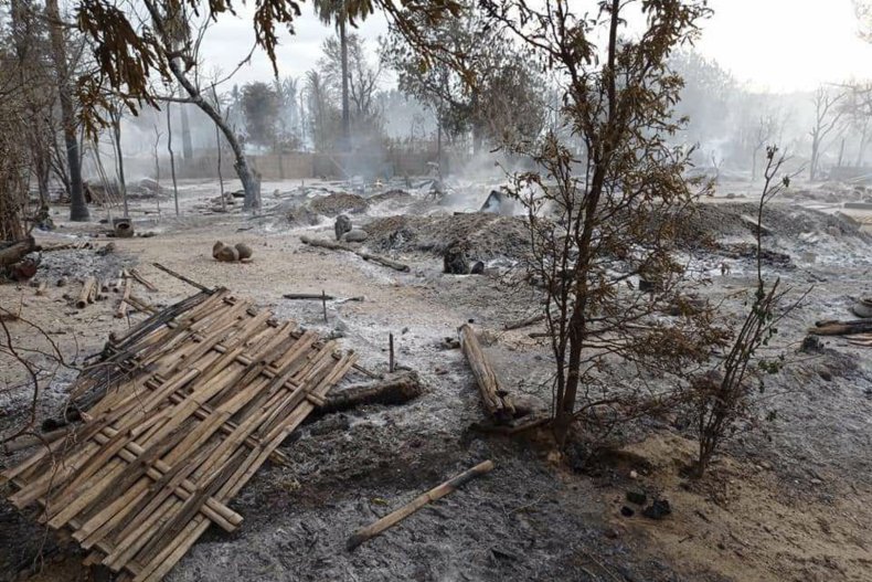 Smoke Rises From Houses in Myanmar