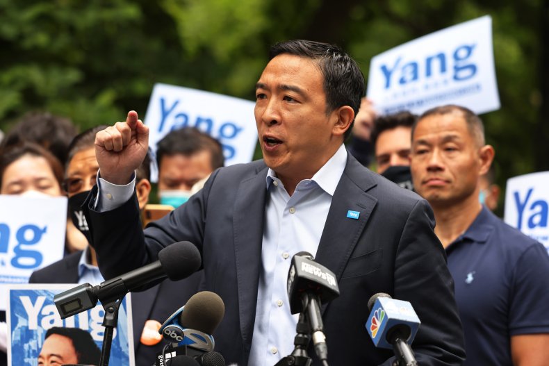 Andrew Yang Speaks at a Manhattan Rally