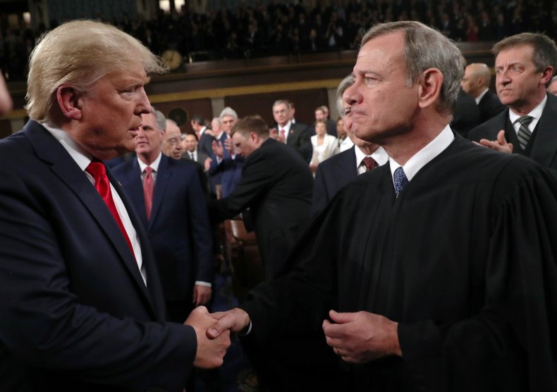 Justice John Roberts and Donald Trump