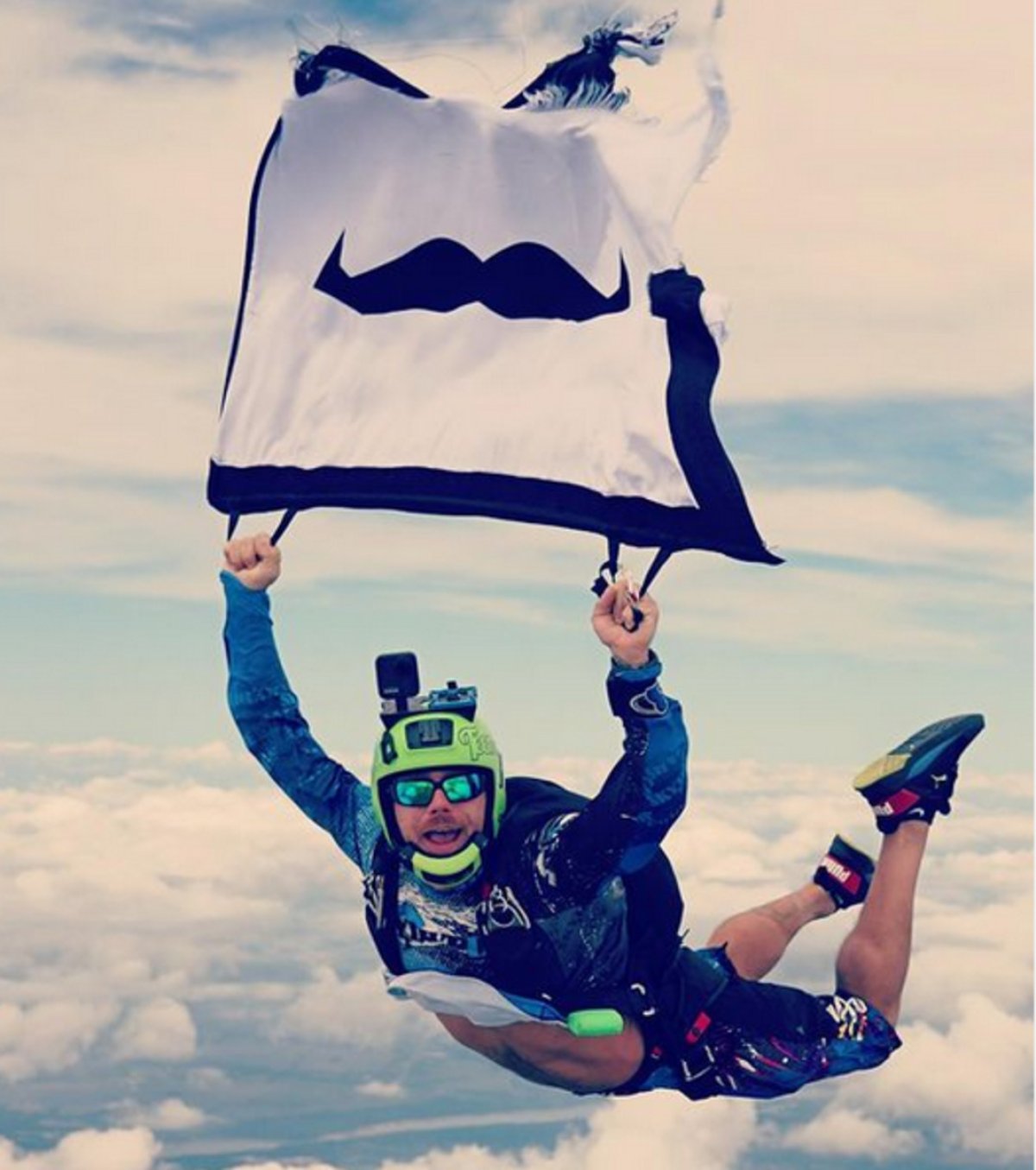 Rian Kanouff skydives for suicide prevention. 