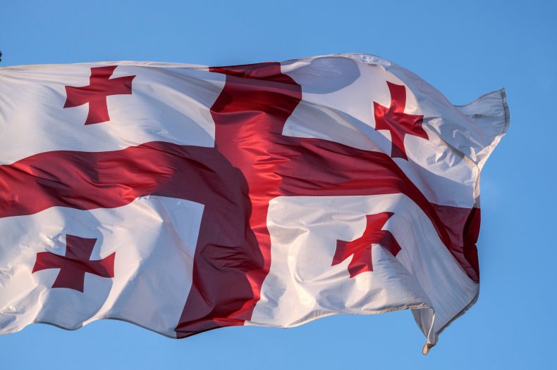 View of the Georgian flag in Tbilisi