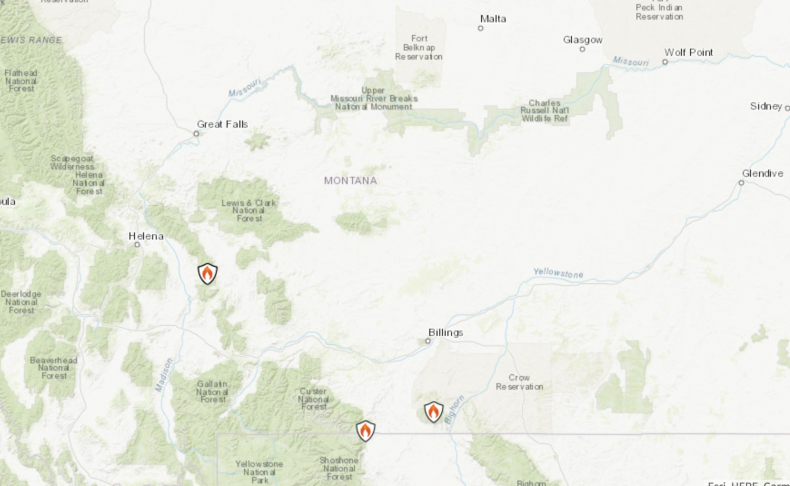 Montana Wildfires Map: Red Lodge, Deep Creek