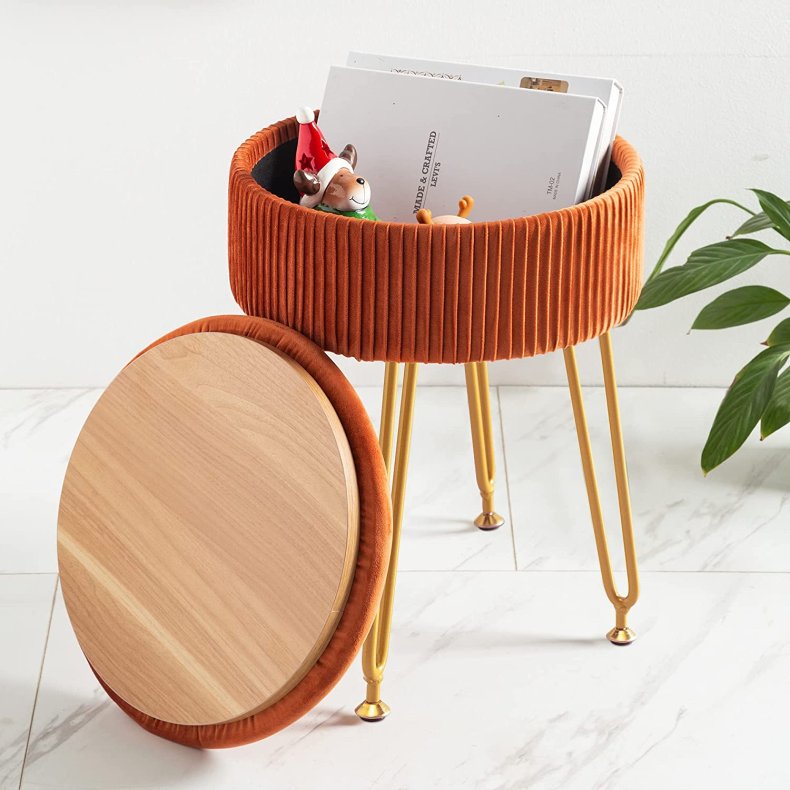 Velvet Storage Ottoman Foot Rest