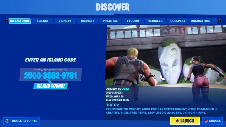 The Island Code for the O2 Arena