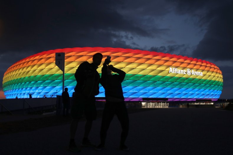 Munich Stadium Lit Up in Rainbow Colors
