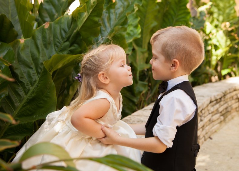 Young children looking at each other
