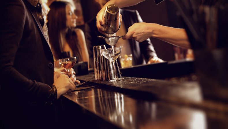 Bartender making a cocktail drink