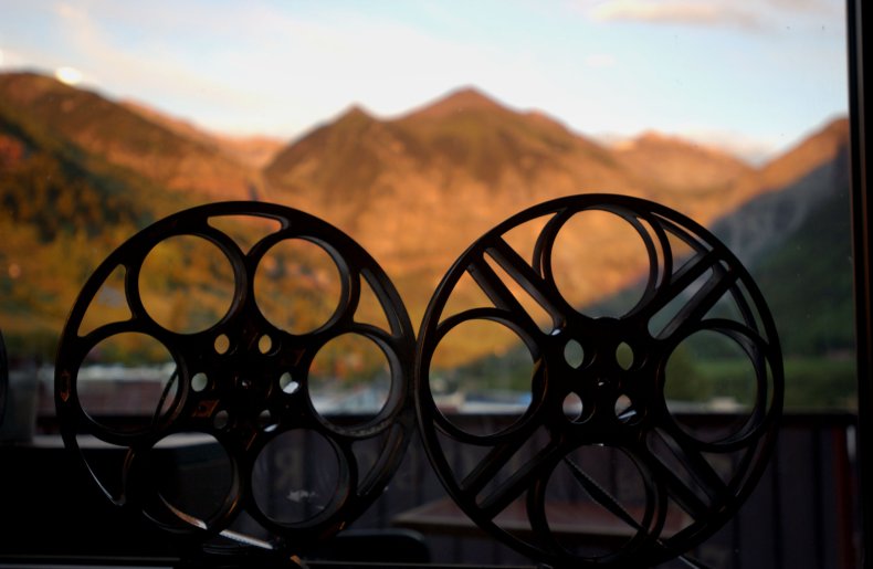 Film Reels Against a Window