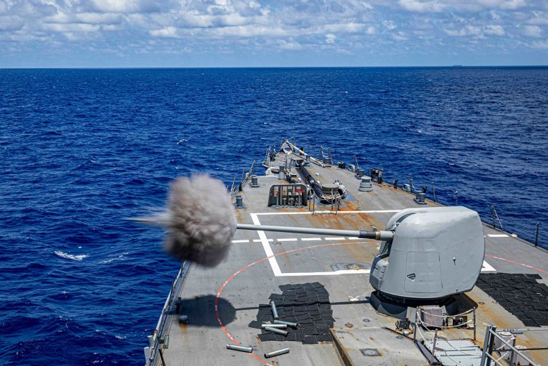 U.S. Navy Destroyer In Live Fire Drills