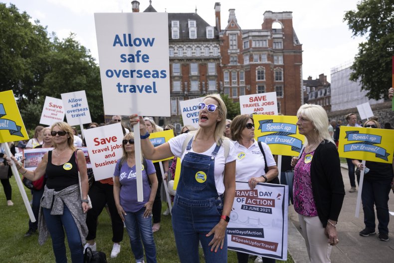 Travel Industry Workers Protest Outside Parliament