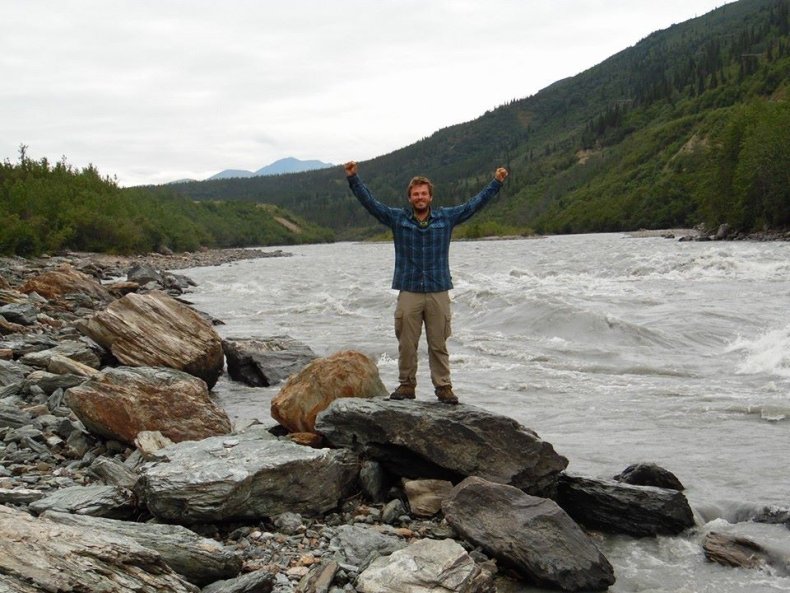 Jake Sansing by a stream