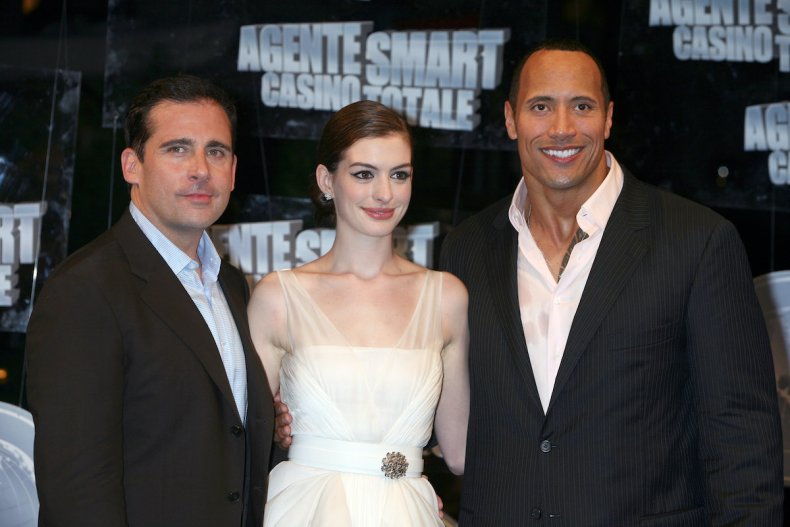 Steve Carell, Anne Hathaway, and Dwayne Johnson