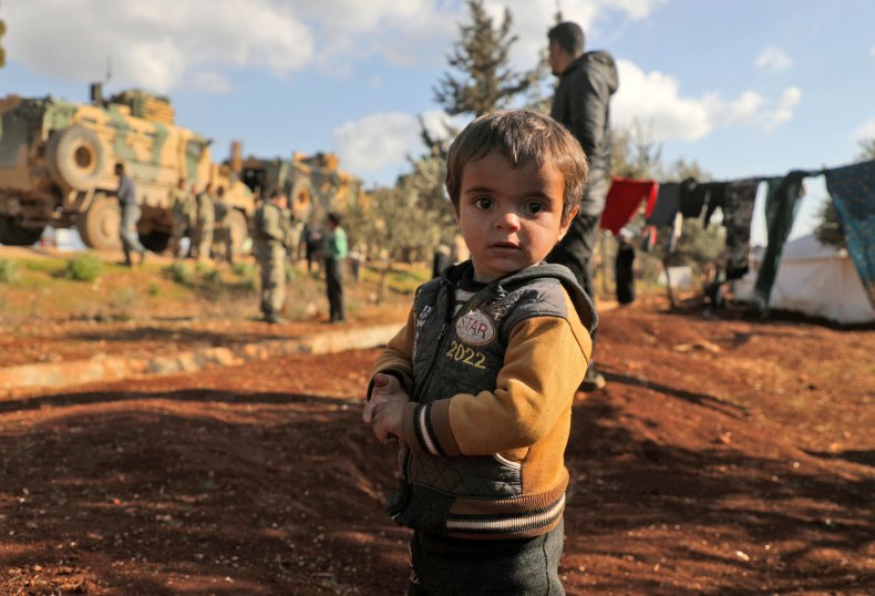 Displaced Syrian Child Near Bab al-Hawa Crossing