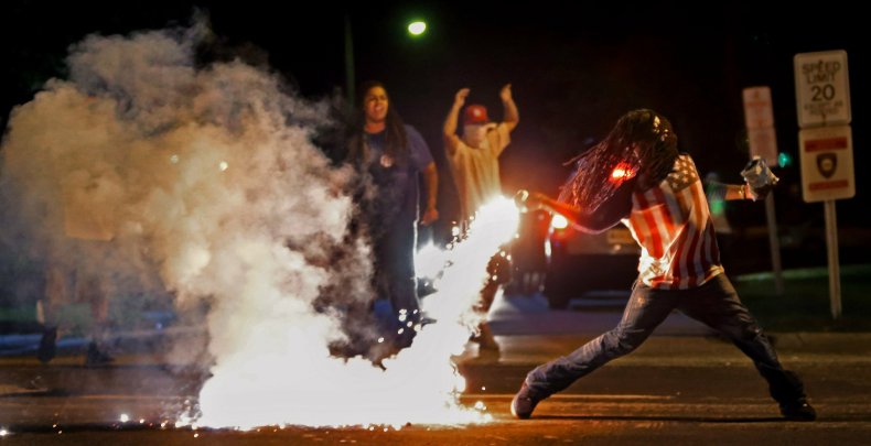 Tear Gas Being Thrown