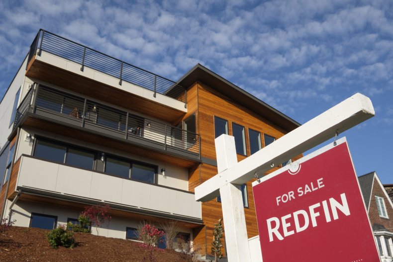 A Redfin real estate yard sign