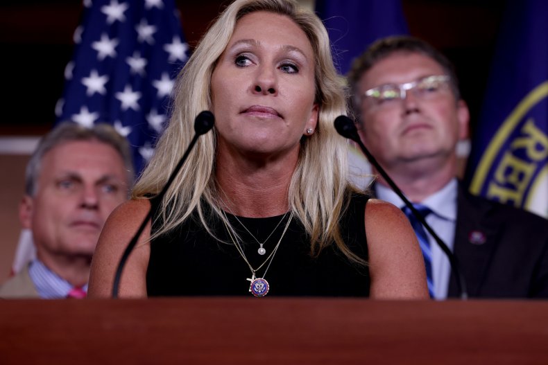 Marjorie Taylor Greene Speaks During News Conference