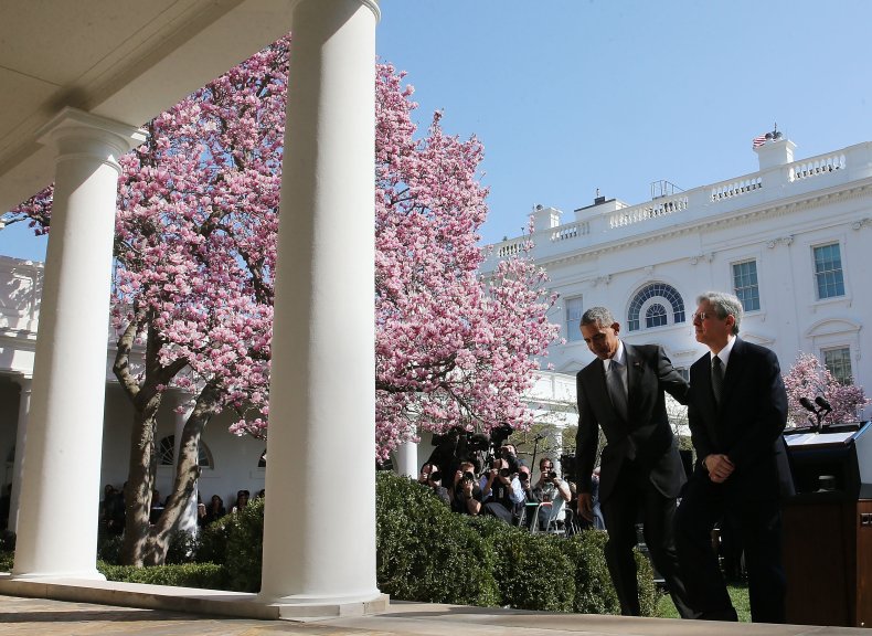 The White House Rose Garden in 2014.