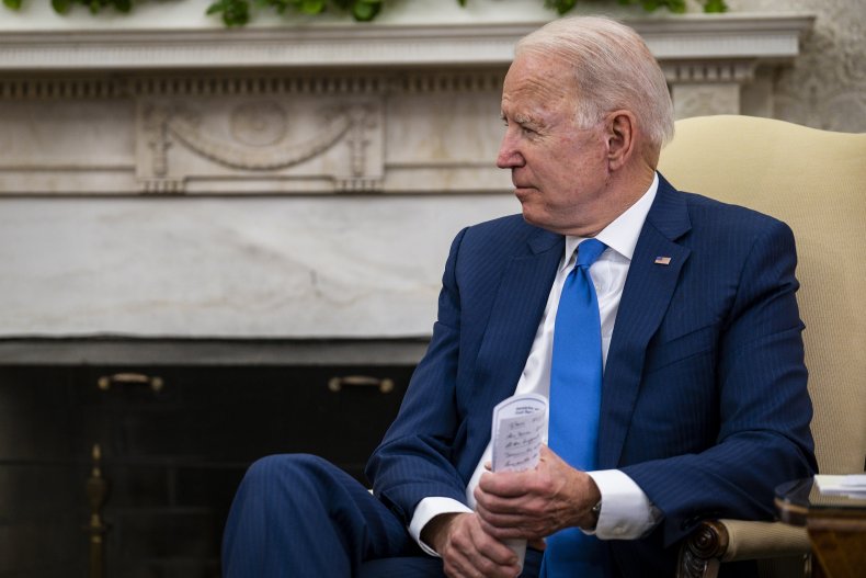 U.S. President Joe Biden makes brief remarks