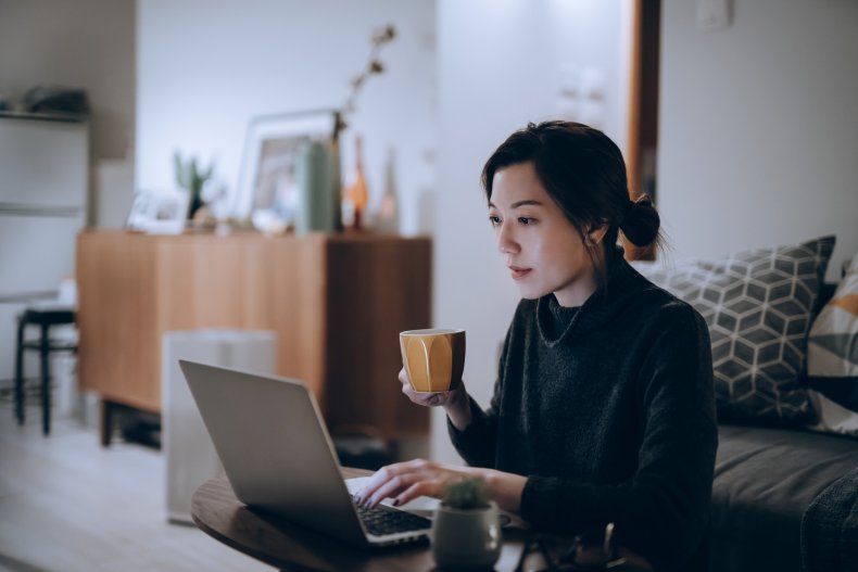 Woman on a Zoom meeting