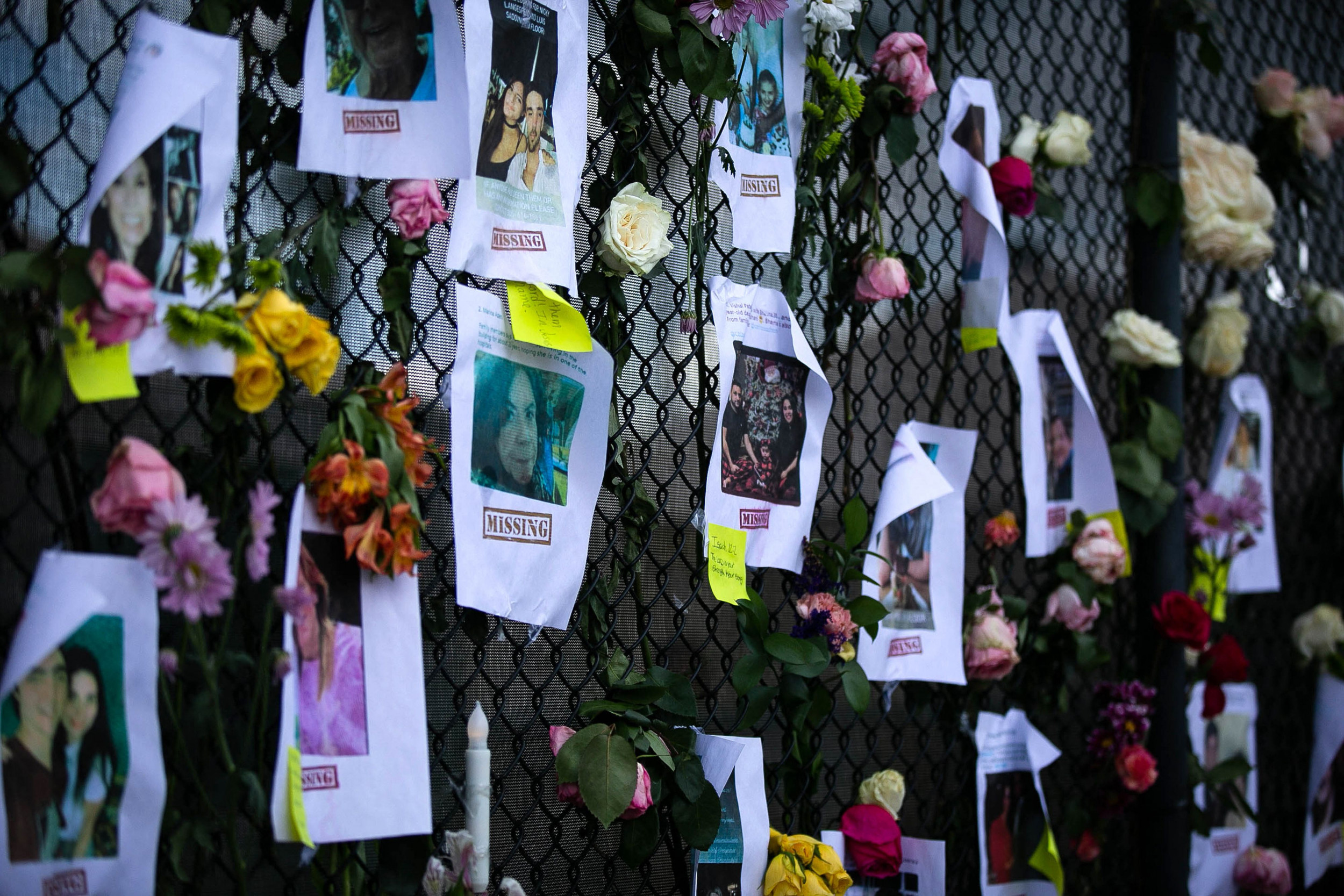 makeshift memorial seen near florida collapsed building