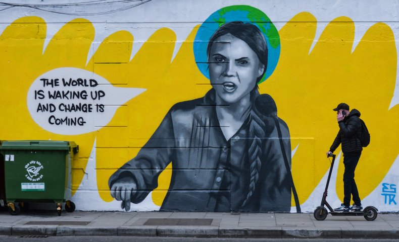 A Greta Thunberg mural in Dublin, Ireland.