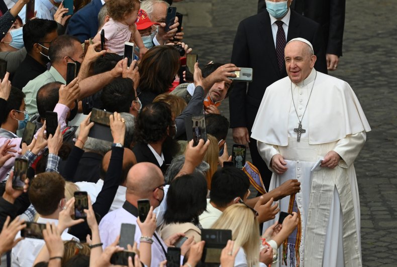 Pope Francis Smiles at Faithfuls