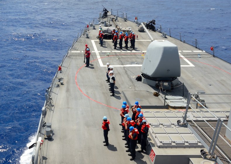 US Navy sailors on USS Ross