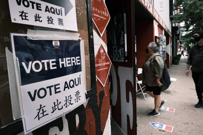 Signs Direct New Yorkers to the Polls
