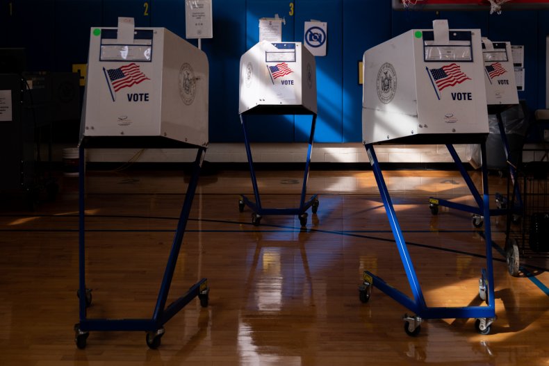 Voting booths in New York City.
