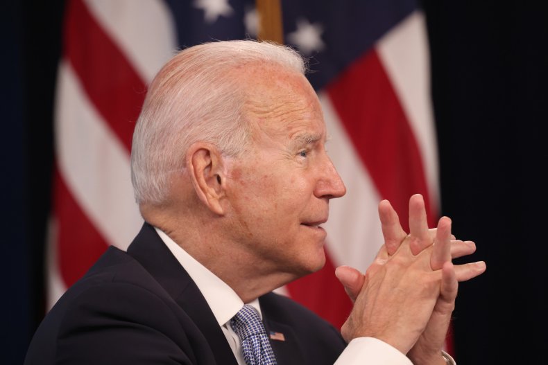 President Joe Biden speaks during an event