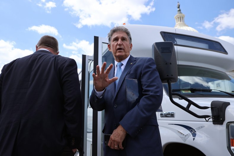 Joe Manchin speaks with reporters